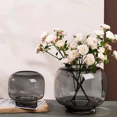 H20cm Elegant Modern Flower Centerpiece Round Terrarium Vase Fish Bowl Decor for Home Office Living Room