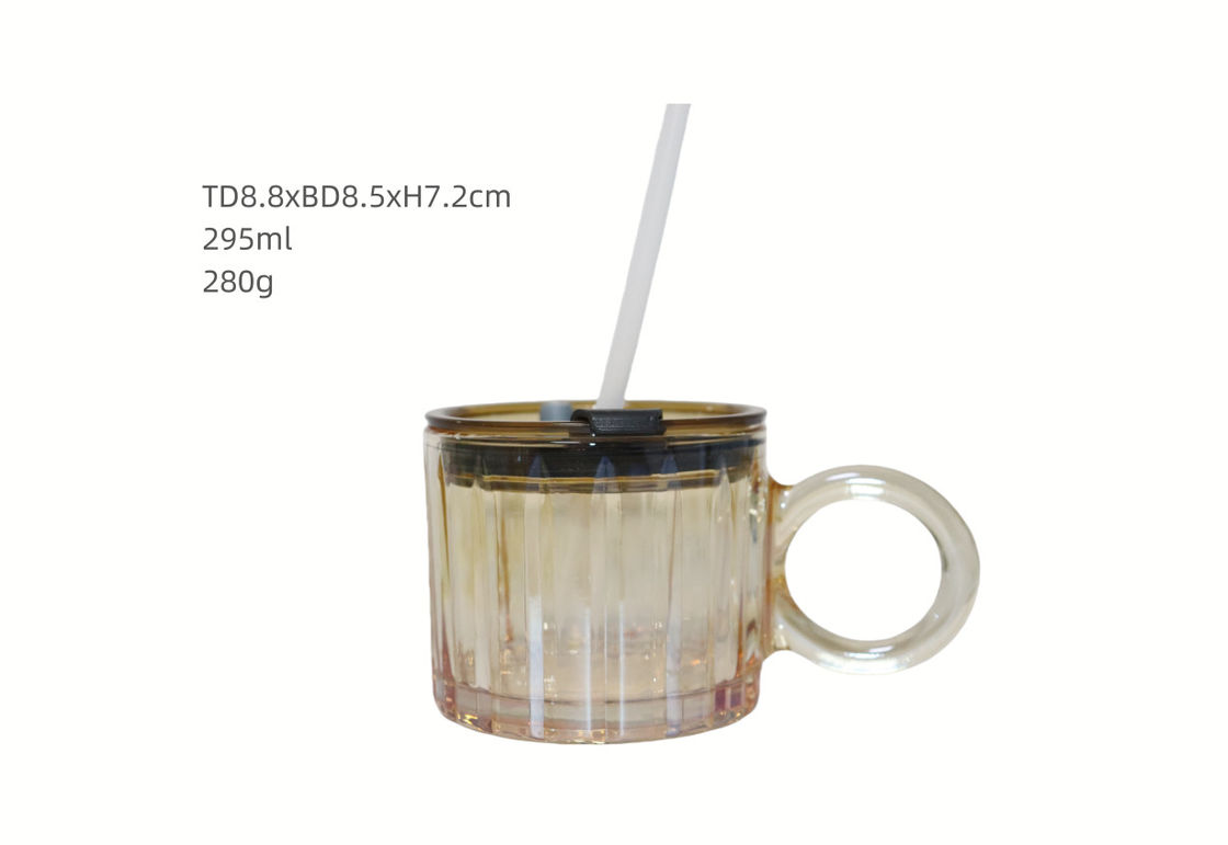 Clear Tall Water Glass Tumbler / Reusable Glass Cups 300ml Capacity for Daily Hydration