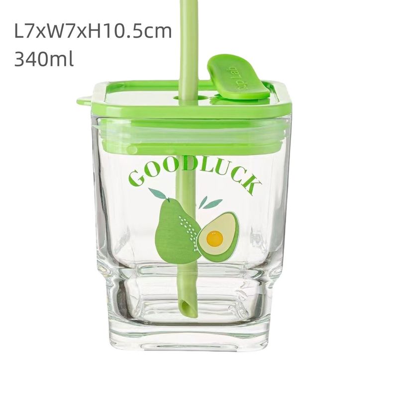 350ml Clear Reusable Glass Cups With Lid And Straw Glass Tumbler Sealed Carry On